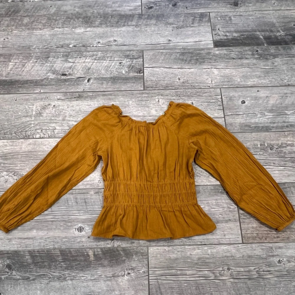 Madewell Sophia Textured Top‎ Antique Yellow Long Sleeve Size XS - Picture 5 of 13